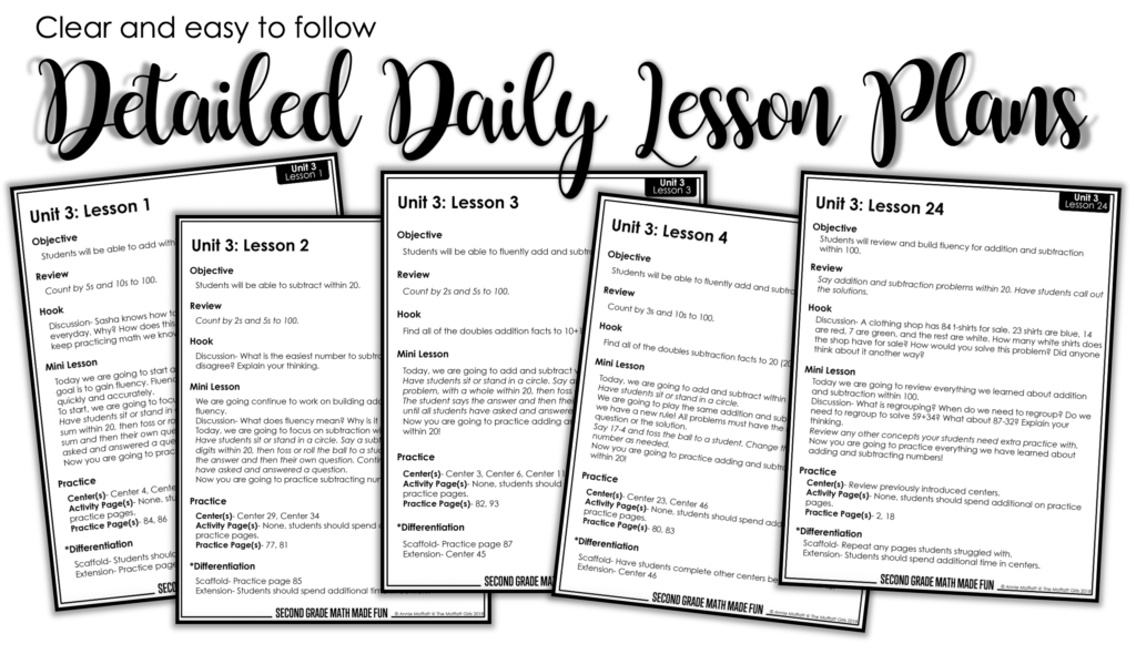 Detailed daily lesson plans for Addition up to 100