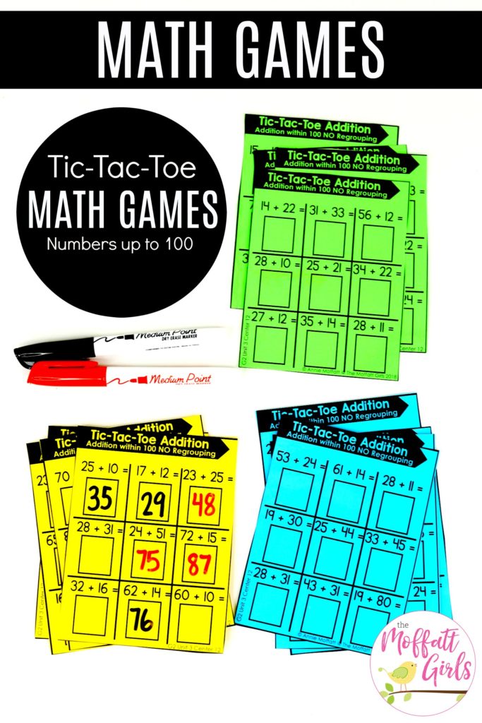 Tic-Tac-Toe Addition: a fun math game to build addition skills up to 20 in second grade!
