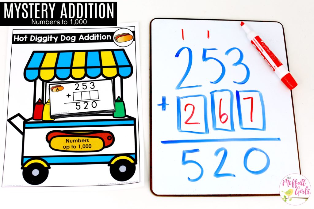 Hot Diggity Dog Addition- Tons of hands-on math centers and games to teach addition and subtraction with 2-digit and 3-digit numbers!