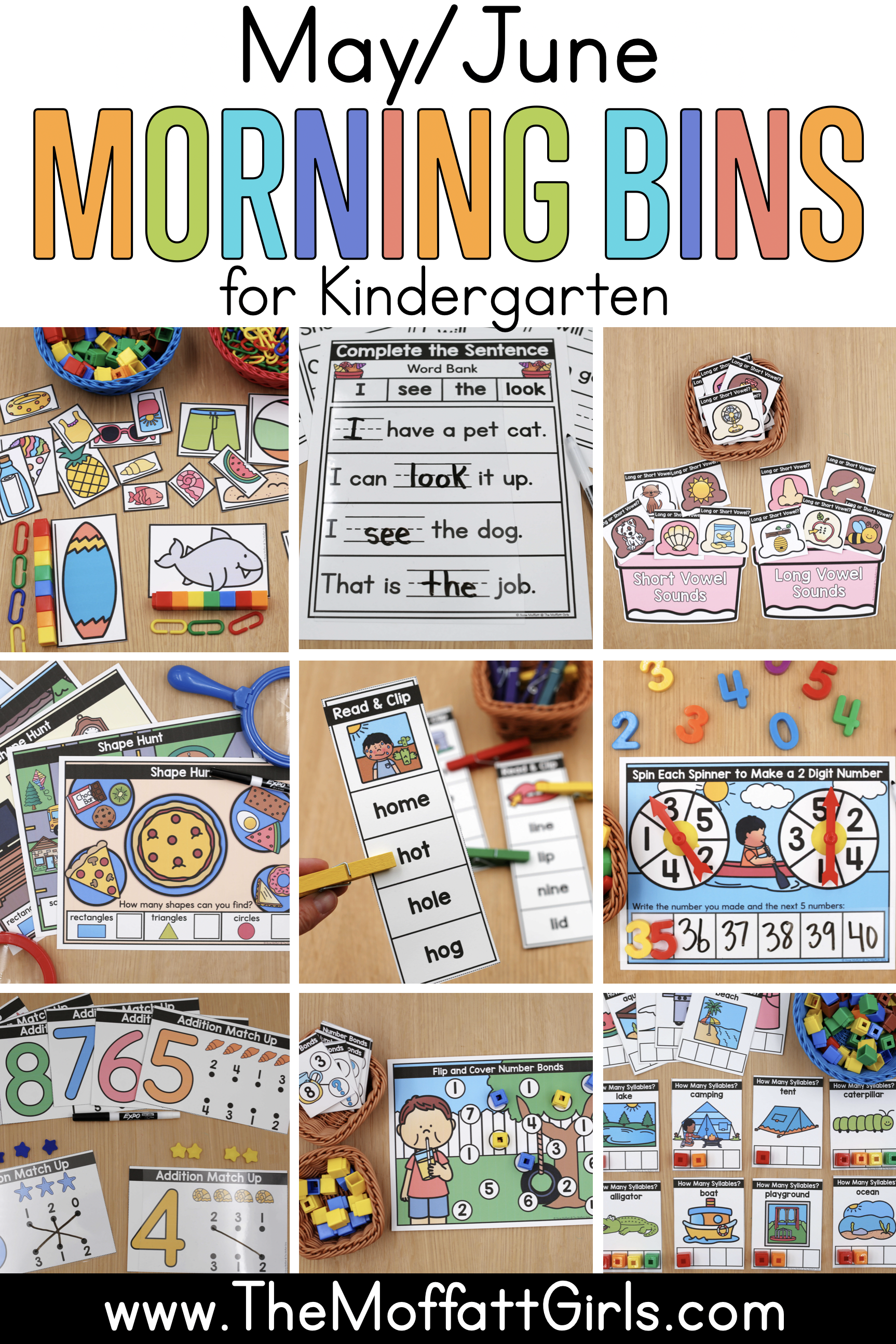 Kindergarten May & June Morning Bins